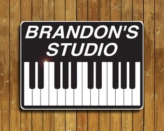 Piano or keyboards sign, personalized for you on solid aluminum