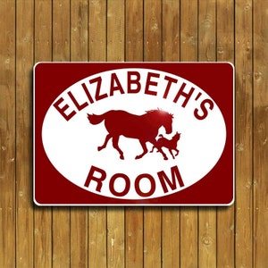 Horse sign, aluminum sign with two horses. Mama horse and baby horse, how cute is that?