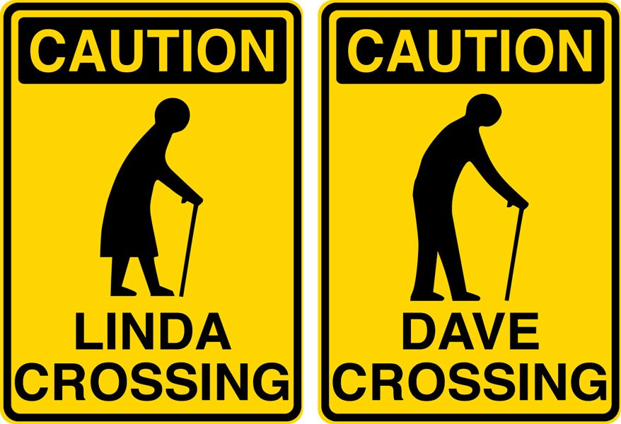 People Crossing Road Warning Sign - 24x18 - (CA) W54-Special