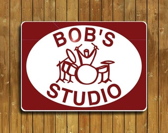 Drum sign, personalized for you with a drummer, or a set of drums