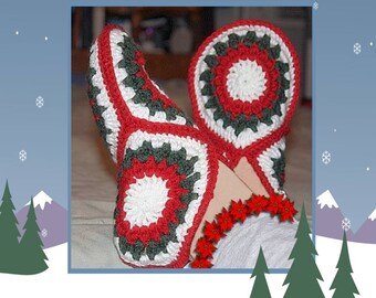 Hexagon Slipper House Shoe Booties  - Crochet PDF Pattern