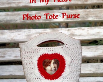 In My Heart - Reversible Photo Tote Purse Crochet Pattern PDF