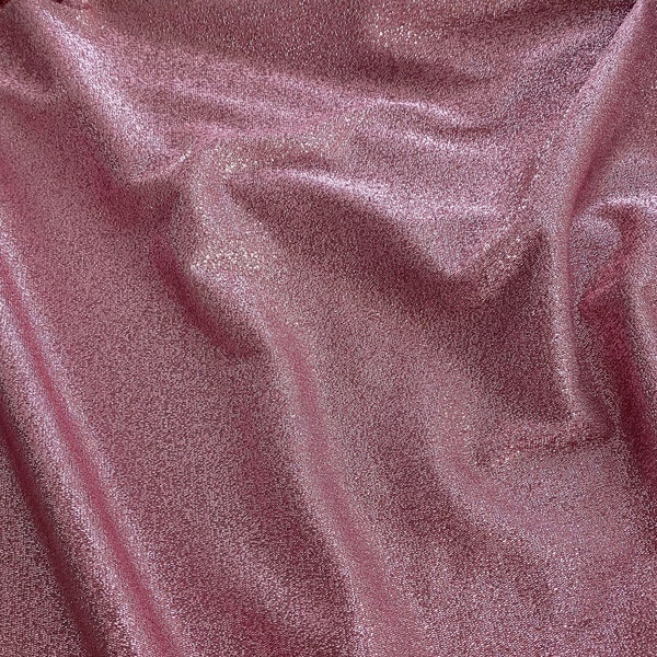 130cm remnant. Super Sparkly Salmon Pink Lurex Viscose Designer Deadstock jersey.