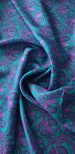 1.5metre remnant. Italian Designer Deadstock Silk by the half metre. Purple Teal Tiger 