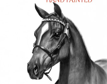 Custom Horse Portrait: Hand-Painted Oil Painting on Paper