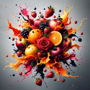 Obst Clipart, 5 JPG und 5 PNG - Digital Download, Kartenherstellung, Digitaler Kunstdruck, Dekoration, printable Art