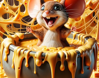 Cheese Mouse Clipart Bundle, JPG Digital Download