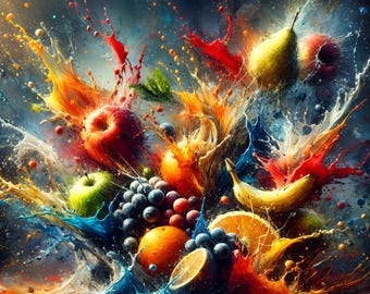 Splashing Fruit Clipart: Digital Art (Digital Download)