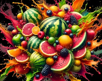 Vibrant Fruit Clipart: PNG Images (Digital Download)