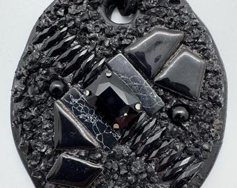 Black Gothic Pendant - Avant Garde Wearable Art Necklace