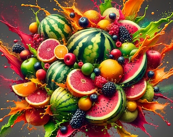 Colorful Fruit Clipart: Vibrant JPG & PNG Images (Digital Download)