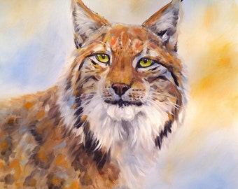 Lynx Original Oil Painting: Framed Wildlife Wall Art