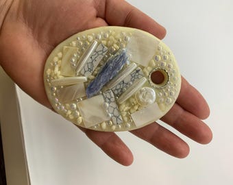 Cold Porcelain Kyanite Statement Necklace - Mosaic Pendant One of a Kind