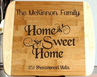 Realtor Closing Gift for Buyers Custom Wood Cutting Board Home Sweet Home Promo Engraved Housewarming Gift