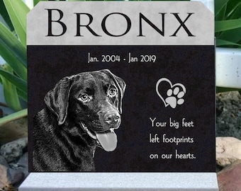Pet Grave Marker Customized Granite Tombstone Headstone Engraved Memorial Stone Customized Photo Heavy Composite Base Indoor Outdoor