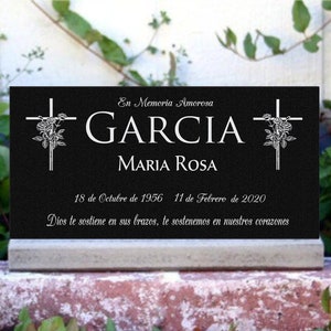 Custom Granite Memorial Stone: Personalized Grave Marker with Cross & Roses