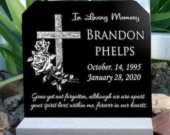 Affordable Headstone Traditional Granite Grave Marker Granite Stone 12 x 11" Customized Tombstone with opt Base Stand