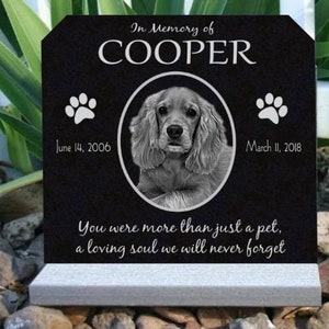 Personalized Pet Headsone Large 12 x 11" Granite Cat Dog Grave Marker Stone Memorial Photo Customized Tombstone Monument
