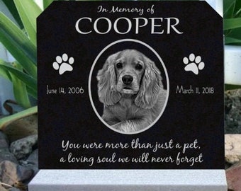 FANN Custom Round Pet Memorial Stone Personalized Pet Grave Marker for Outdoor Remember Dog Tombstone Cat Headstone Handmade Sympathy Gift Engraved with Name Date and Silhouette 8 Inch