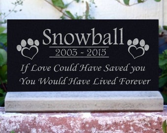 Pet Loss Pet Memorial Stone Engraved Granite Grave Marker Headstone Heavy Base Stand Indoor/Outdoor Garden Memorial Plaque