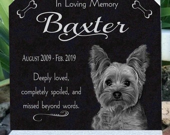 Pet Loss Pet Grave Marker with Customized Photo  Engraved GraniteStone Garden Memorial Plaque