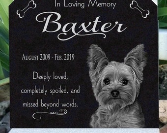 Pet Loss Grave Marker Customized Photo Memorial Engraved Upright Granite Stone Garden Memorial Plaque Outdoor/Indoor 12 x 11 Large