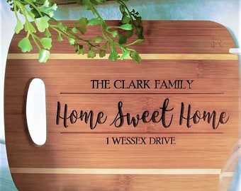 Realtor Closing Gift Cutting Board Custom Engraved Wood Cheese Board Family Name Housewarming Gift