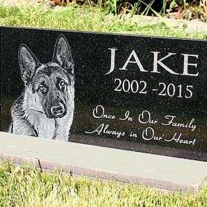 Pet Memorial Engraved Tombstone Upright Grave Marker Customized Photo Solid Granite Memorial Stone Base Stand Indoor/Outdoor