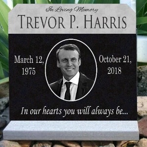 Affordable Granite Human Memorial Tombstone Engraved Monument Customized Photo Lost Loved One Indoor/Outdoor image 3