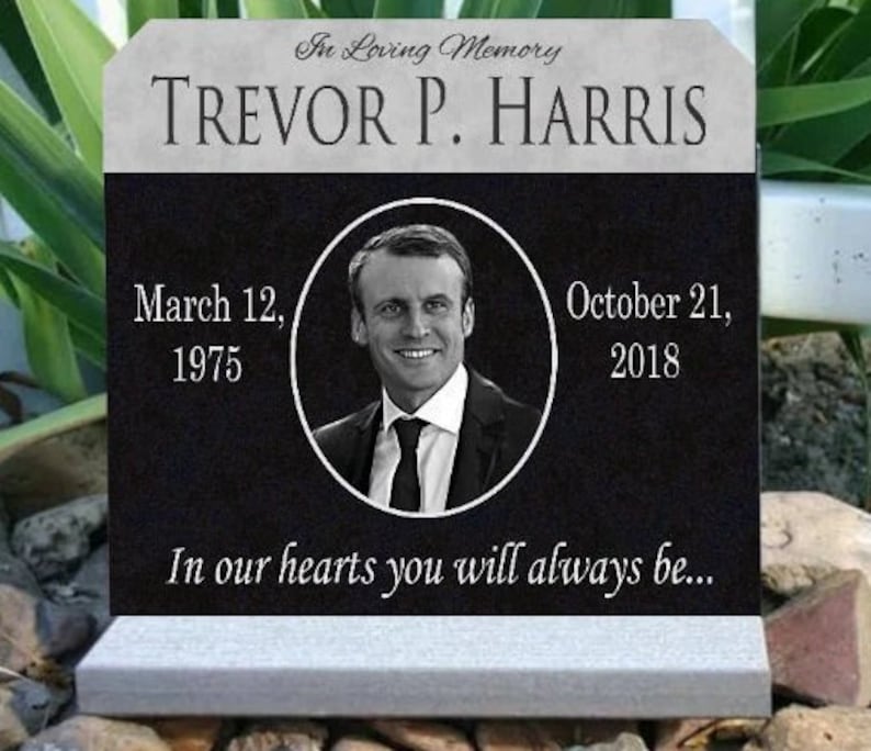 Affordable Granite Human Memorial Tombstone Engraved Monument Customized Photo Lost Loved One Indoor/Outdoor image 3