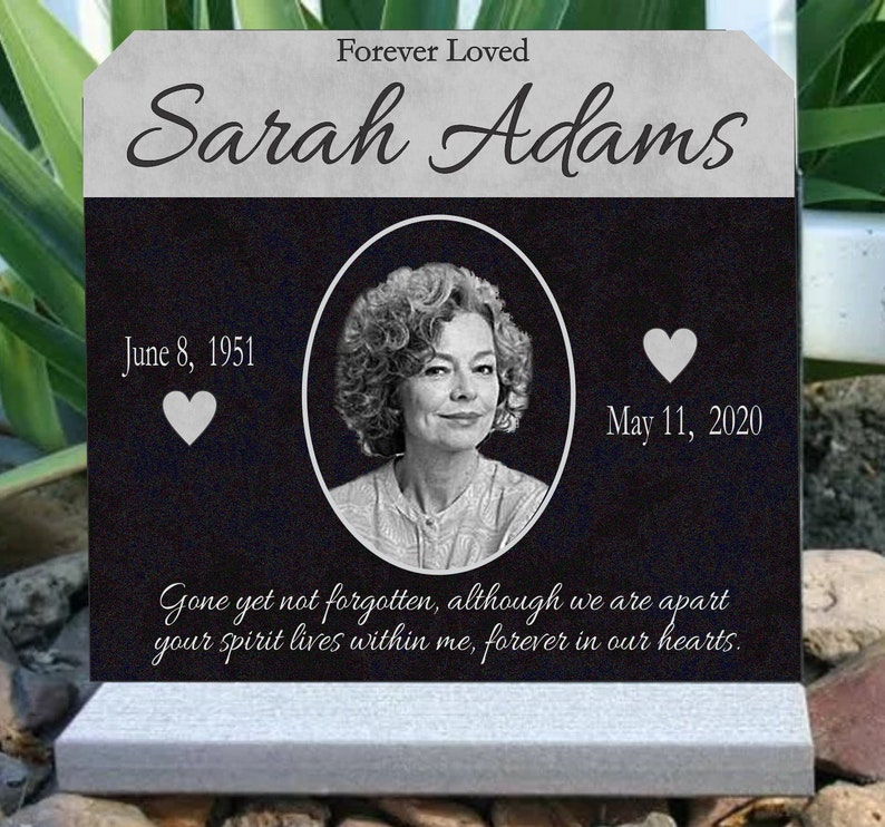 Affordable Granite Human Memorial Tombstone Engraved Monument Customized Photo Lost Loved One Indoor/Outdoor image 1