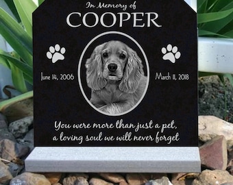 Personalized Pet Headsone Large 12 x 11&quot; Granite Cat Dog Grave Marker Stone Memorial Photo Customized Tombstone Monument