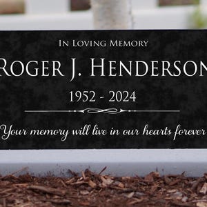 Human Memorial Tombstone Engraved Granite Stone Tree Lost Loved One Traditional Monument Temporary Marker Garden Plaque