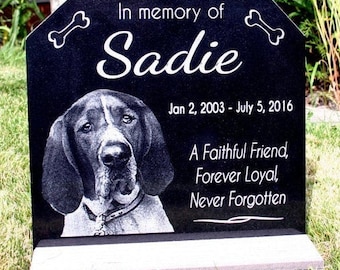 Pet Loss Memorial Customized Head Stone Free Shipping Engraved Granite Tombstone Customized Pet Photo Indoor Outdoor Garden Grave Marker