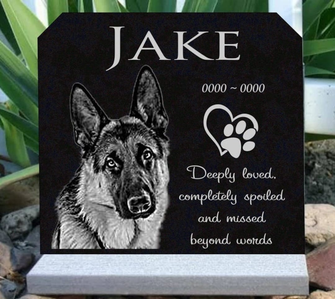 Pet Memorial Stone Grave Marker Granite Headstone Custom Photo