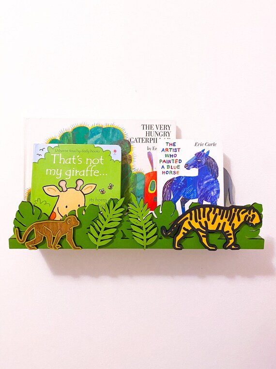 Jungle Theme Shelf Floating Bookshelf Jungle Nursery Decor Etsy
