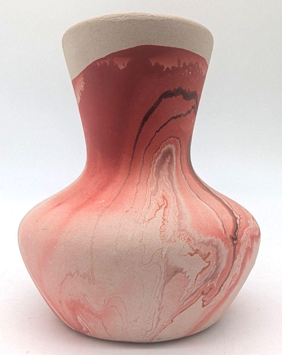 NEMADJI ネマジ アメリカヴィンテージ　花瓶　Made in USA VINTAGE】Nemadji Pottery Flower Base ”Made In USA