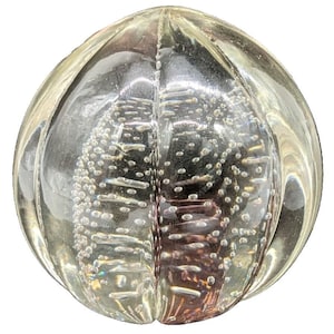 MCM Bulb Shaped Art Glass Controlled Bubble Touch Of Purple Paperweight Pairpoint