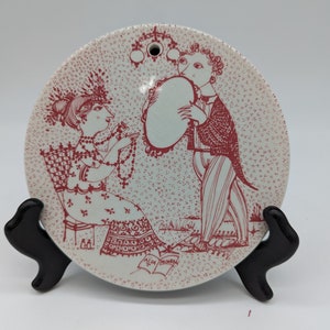 Bjorn Wiinblad Nymolle September Saison Start Plate Denmark MCM Red Calendar Ceramic Wall Hanging Vintage Collectible