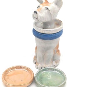 Rare Scottie Terrier Soy Sauce Holder Set Vintage Japan Dipping Plates for Two Mid Century Dog Lover Gift Whimsical Kitchen Decor
