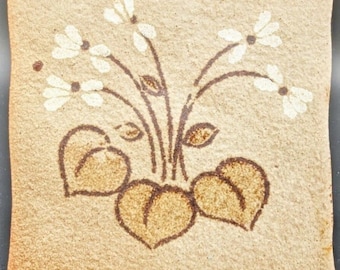 Italian Ceramic Art Tile – Bianco Decor – Hand-Painted Floral Stoneware – Rustic Cottage Wall Art – 5.5 Inch Italy Tile