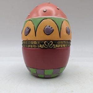 Multicolor Ceramic Egg Trinket Box – Cute Handmade Easter Gift – Jewelry Box, Candy Dish – Spring Decor