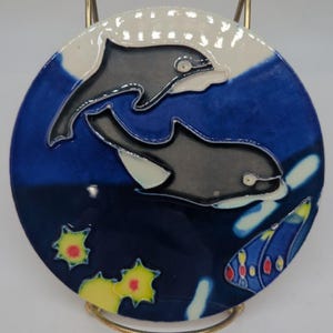 Vintage Killer Whale Orca Ceramic Tile Trivet Nautical Art Wall Decor 6 Inch Ocean Sea Life Kitchen Hot Pad Unique Coastal Gift