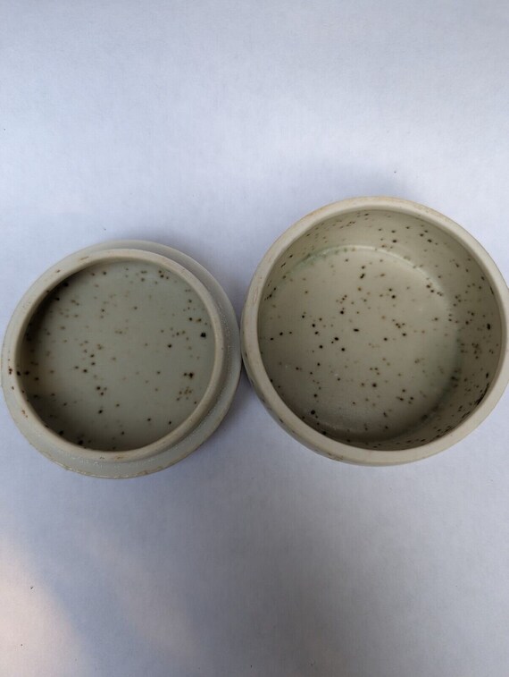 Duck Scene Lidded Trinket Dish Speckled Stoneware… - image 5