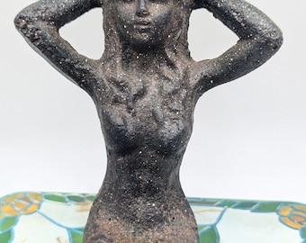 Grande Figurine Sirène Debout - 30 Cm - Résine Multicolore - Déco Marine