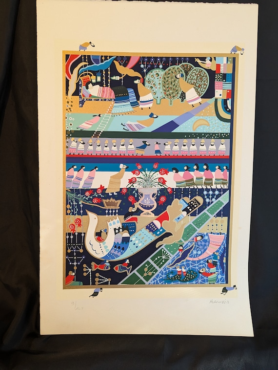Raphael Abecassis Serigraph: Song of Songs Scene 3, Signed Judaica Art