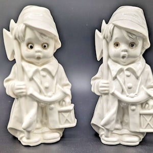 RARE Goebel Nightwatchman Perfume Lamp Set EF-50 Full Bee Unpainted Vintage German Porcelain Figurine Pair 1950s Collectible