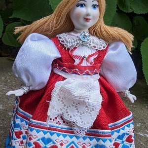 Russian Doll Wearing Traditional Folk Costume Russian Dress Porcelain Head Hands