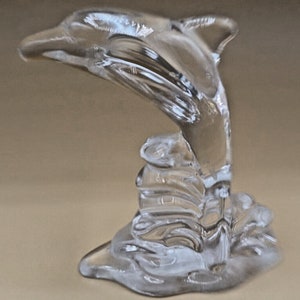 MCM Lenox Crystal Dolphin Figurine – Vintage Fine Lead Crystal Art Glass Statue – Ocean Wave Sculpture – Nautical Coastal Decor