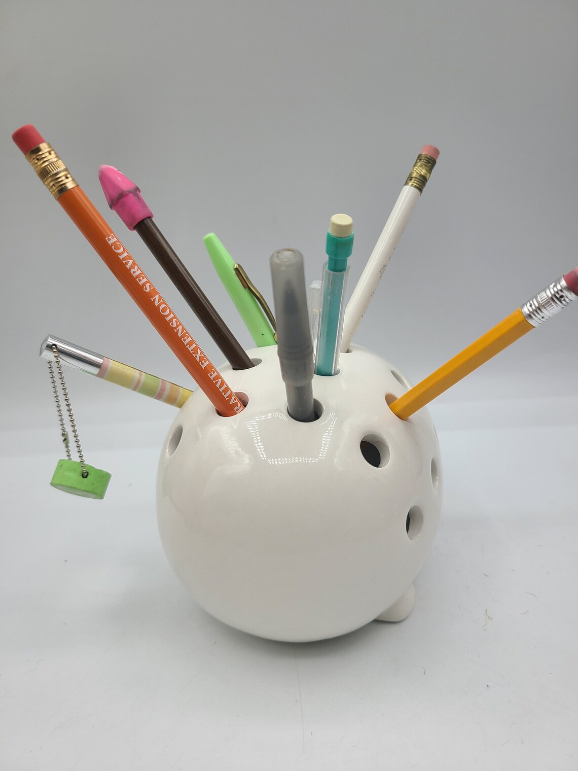 White Ceramic Porcupine Hedgehog Pencil Holder Crochet Hook Etsy